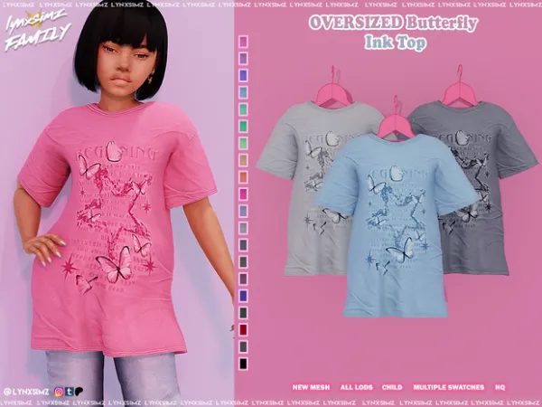 Alpha Oversized T Shirt Child by lynxsimzfamily - The Sims 4 Custom Content