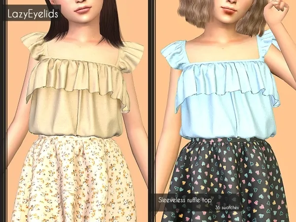 Alpha Sleeveless ruffle top by lazyeyelids - The Sims 4 Custom Content