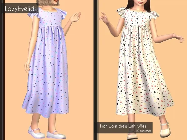 Alpha High waist dress with ruffles by lazyeyelids - The Sims 4 Custom Content