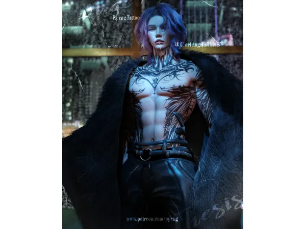 Mix [SIMS4TS4]PPENG Tattoo N032 A Cruel Angel's Thesis HQ by ppeng - The Sims 4 Custom Content