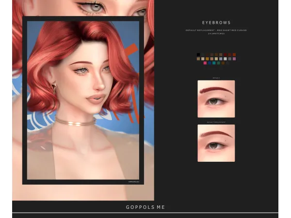 Alpha GPME GOLD Eyebrows Default Replacement 05MedShortMedCurved by goppolsme - The Sims 4 Custom Content