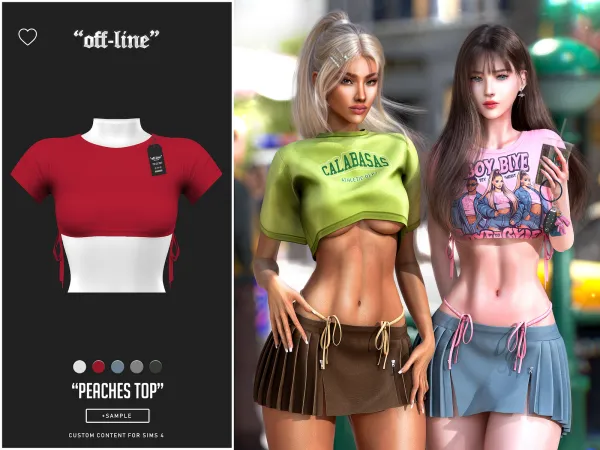 Alpha off line peaches top (sample) - The Sims 4 Custom Content