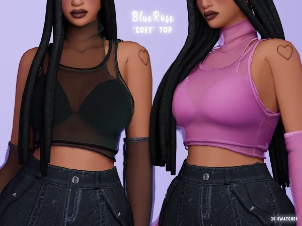 Alpha Zoey top brsims by bluerose-sims - The Sims 4 Custom Content