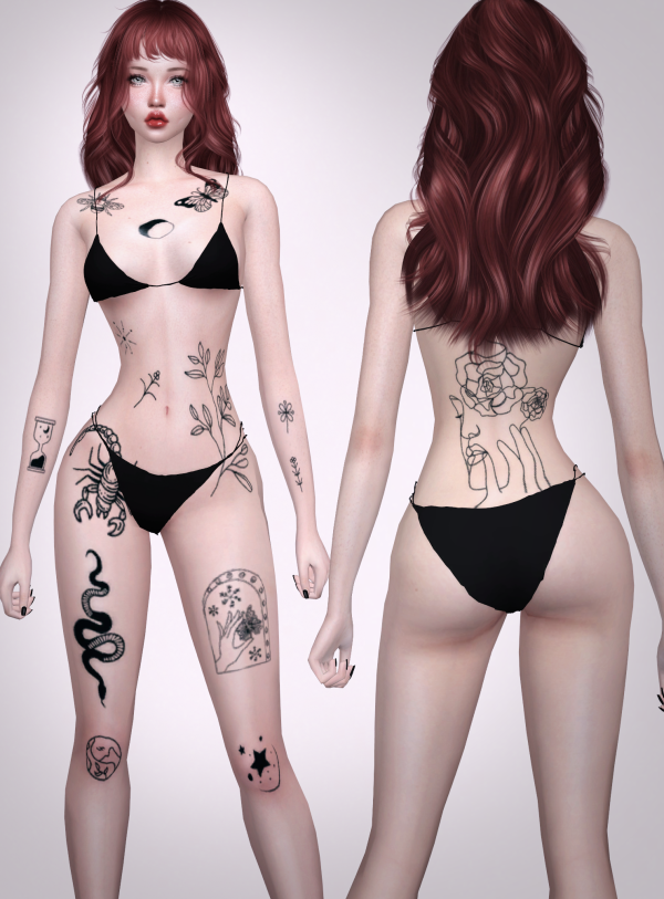 Mix Hippy Spring Tattoo Jennisims by simsfinds - The Sims 4 Custom Content