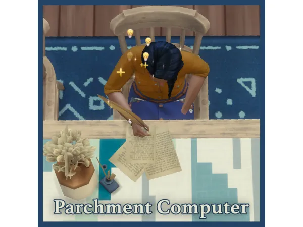 Maxis Match Mod Parchment Computer by JaneSimsten - The Sims 4 Custom Content