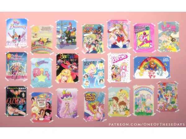 Mix 80s90s girls bedroom posters by OneOfTheseDays - The Sims 4 Custom Content