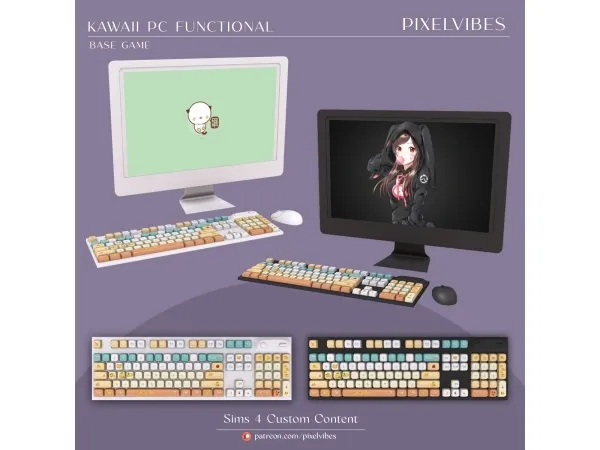 Maxis Match Functional Kawaii PC - The Sims 4 Custom Content