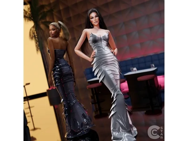 Alpha Laverne Cox's Full Length Bustier Style Dress from 2024 Emmy cool_content_star - The Sims 4 Custom Content