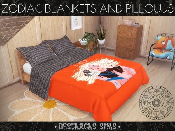 Alpha Zodiac Blankets And Pillows - The Sims 4 Custom Content