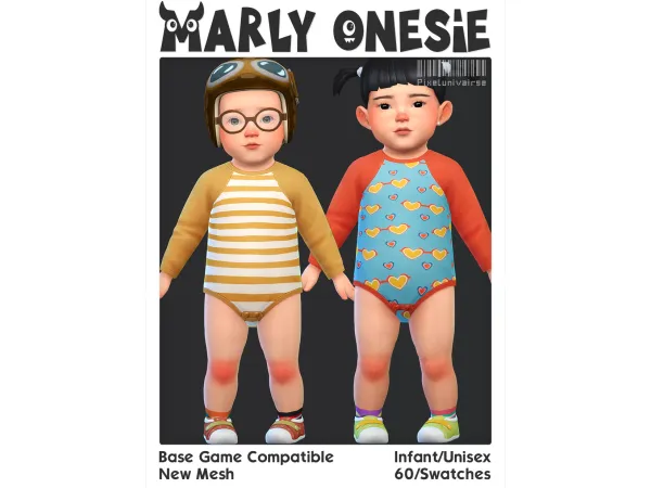 Maxis Match Marly Onesie by pixelunivairse - The Sims 4 Custom Content