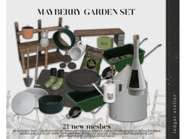 Alpha Mayberry Garden Set With Bonus Items (Atelier Tier) - The Sims 4 Custom Content