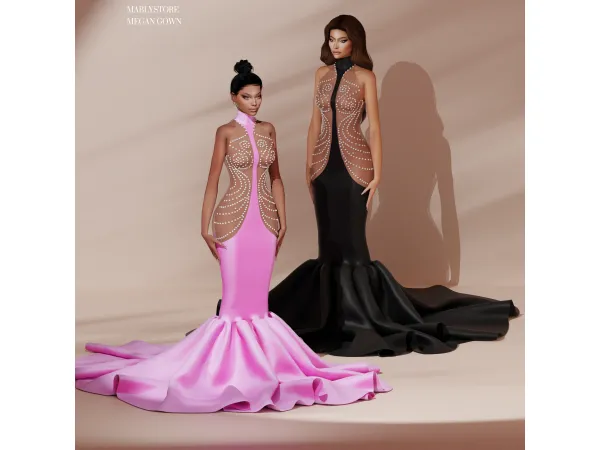 Alpha MEGAN GOWN by Mably - The Sims 4 Custom Content