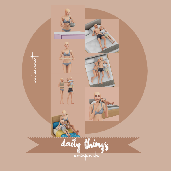 Mix Daily Things Posepack by melbennett - The Sims 4 Custom Content