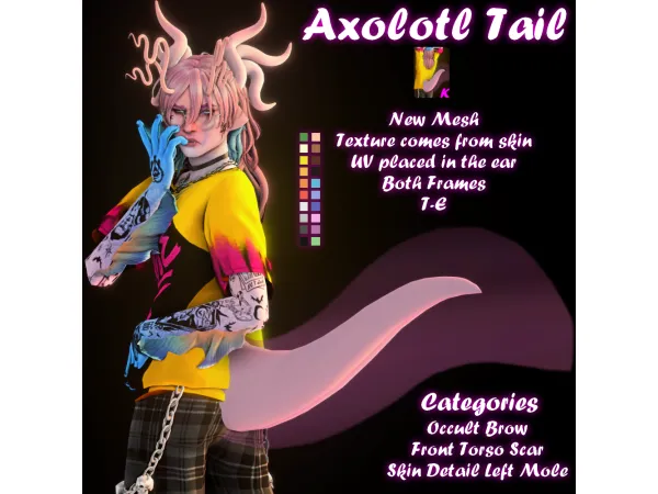 Maxis Match Axolotl Tail by keirosims - The Sims 4 Custom Content