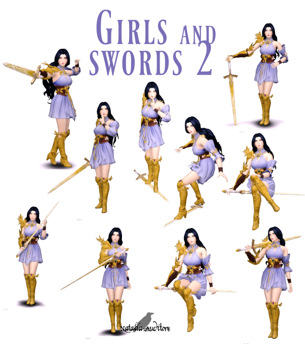 Mix Girls and swords 2 by simsfinds - The Sims 4 Custom Content