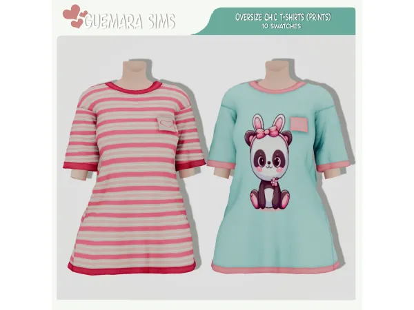 Alpha Oversize Chic T shirts (Public now) by guemarasims - The Sims 4 Custom Content