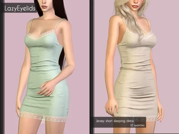 Alpha Jersey short sleeping dress - The Sims 4 Custom Content