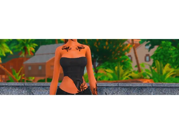 Alpha Strapless Irregular Top 3 by VouVou - The Sims 4 Custom Content
