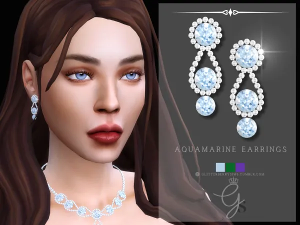 Alpha Aquamarine Earrings - The Sims 4 Custom Content