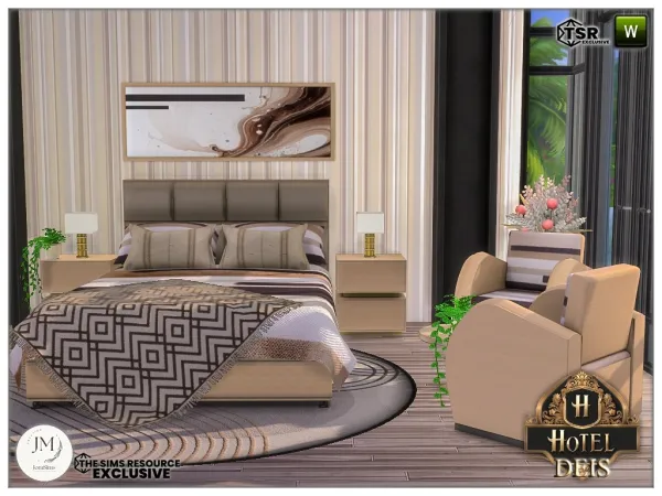 Alpha Deis hotel bedroom by jomsims - The Sims 4 Custom Content