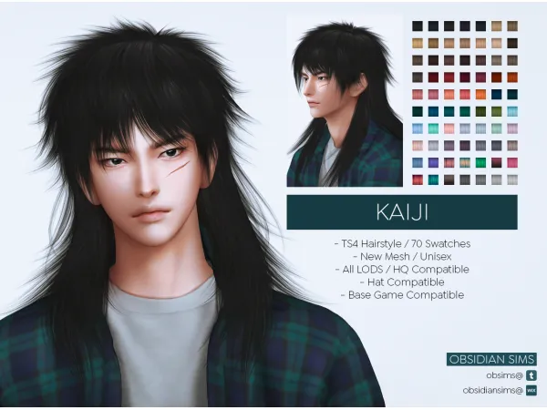 Alpha KAIJI HAIRSTYLE New mesh by simsfinds - The Sims 4 Custom Content