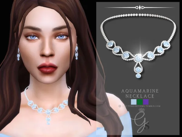 Alpha Aquamarine Necklace - The Sims 4 Custom Content