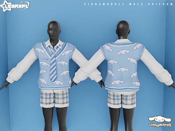 Alpha Cinnamoroll Male School Uniform by Learxfl - The Sims 4 Custom Content
