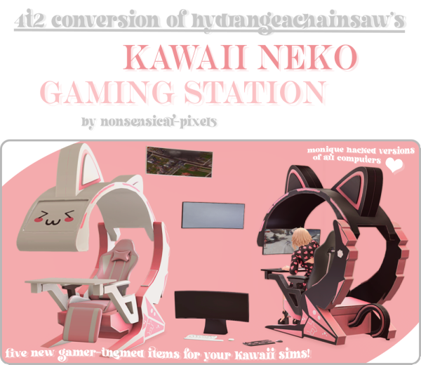 hydrangeachainsaws kawaii neko gaming station by simsfinds - The Sims 2 Custom Content
