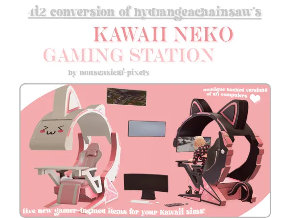 hydrangeachainsaws kawaii neko gaming station - The Sims 2 Custom Content