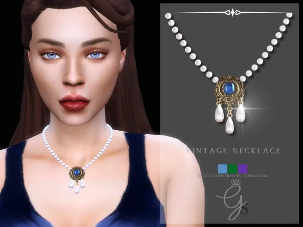 Alpha Vintage Necklace by GlitterberryFly - The Sims 4 Custom Content