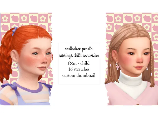 Maxis Match Arethabee Perla Earrings Conversion by nekochansimmer - The Sims 4 Custom Content