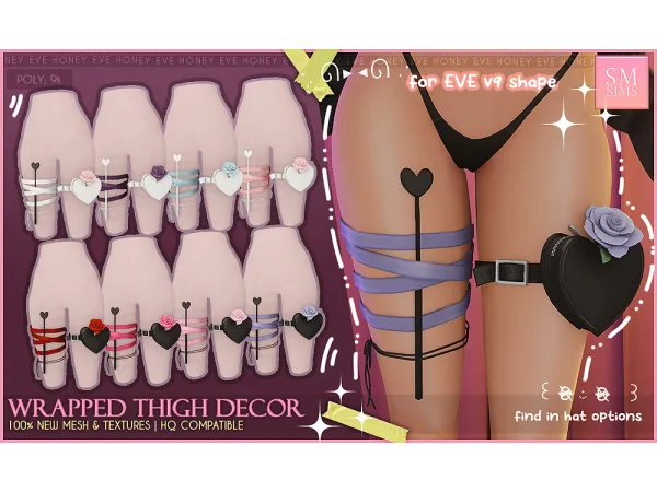Alpha HONEY Wrapped Thigh Decor by SMSims - The Sims 4 Custom Content