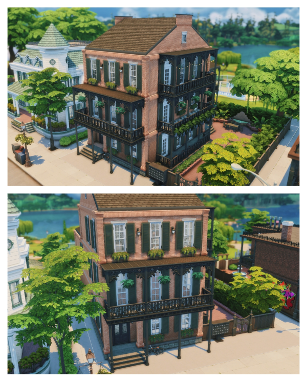 Maxis Match Creole Townhouse by simsfinds - The Sims 4 Custom Content