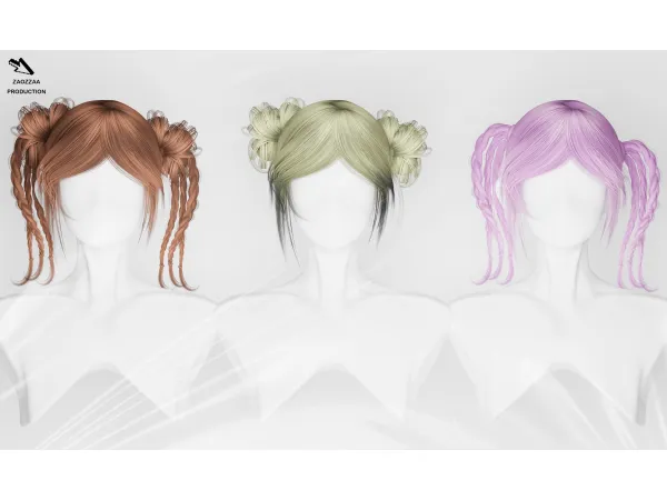Alpha [ZAO]Seventy Hair (3Ver) by simsfinds - The Sims 4 Custom Content