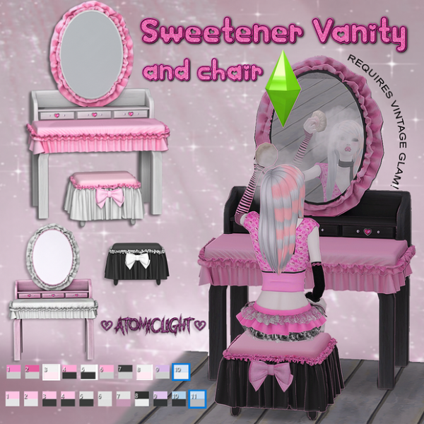 Mix Sweetener Vanity and Chair () by simsfinds - The Sims 4 Custom Content