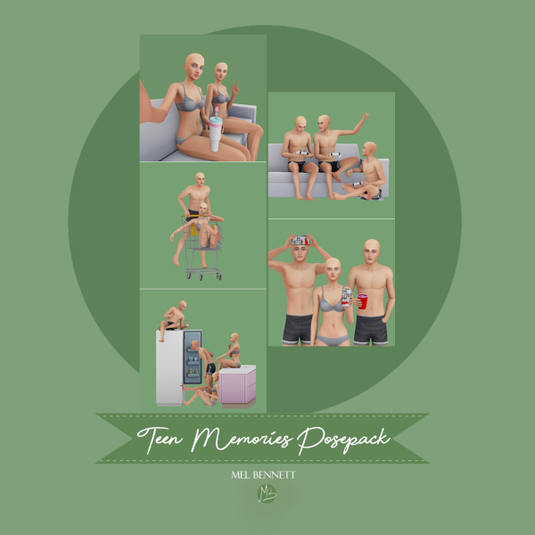 Mix Teen Memories Posepack by melbennett - The Sims 4 Custom Content