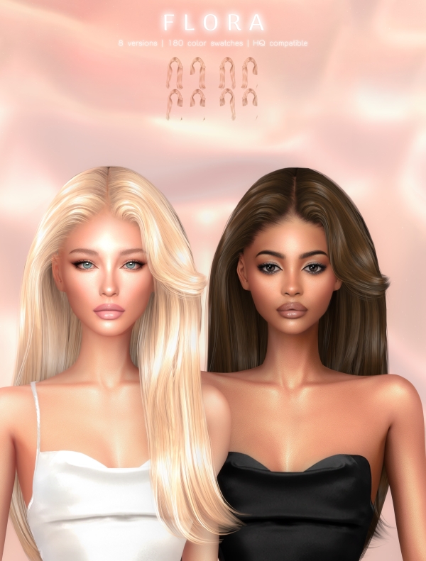 Alpha Flora Hairstyle by greenteahoney - The Sims 4 Custom Content