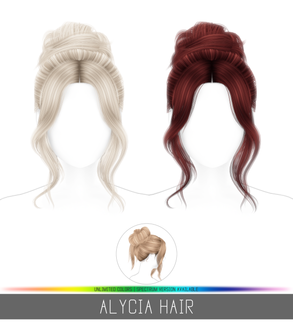 Alpha ALYCIA HAIR by simsfinds - The Sims 4 Custom Content