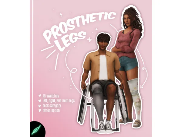 Mix leg prosthetics sock category tattoo option - The Sims 4 Custom Content