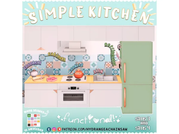 Mix Simple Kitchen by hydrangeachainsaw - The Sims 4 Custom Content