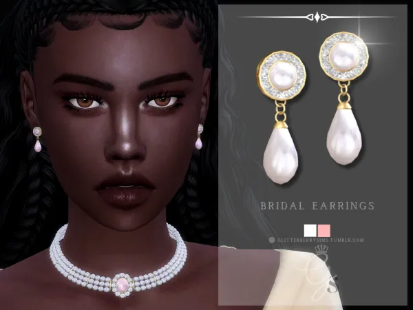 Alpha Bridal Earrings by GlitterberryFly - The Sims 4 Custom Content