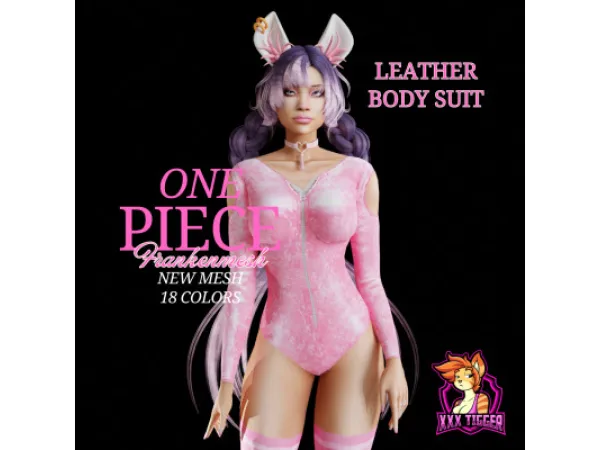 Alpha LEATHER BODY SUIT AND STOCKINGS - The Sims 4 Custom Content