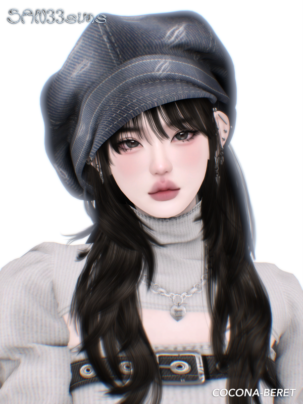 Alpha 333Cocona Beret by simsfinds - The Sims 4 Custom Content