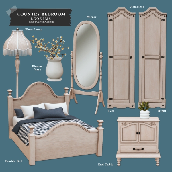 Mix Country Bedroom by leosims4cc - The Sims 4 Custom Content
