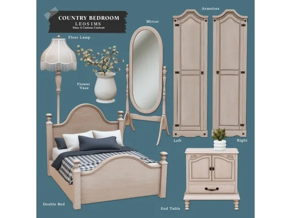 Mix Country Bedroom - The Sims 4 Custom Content
