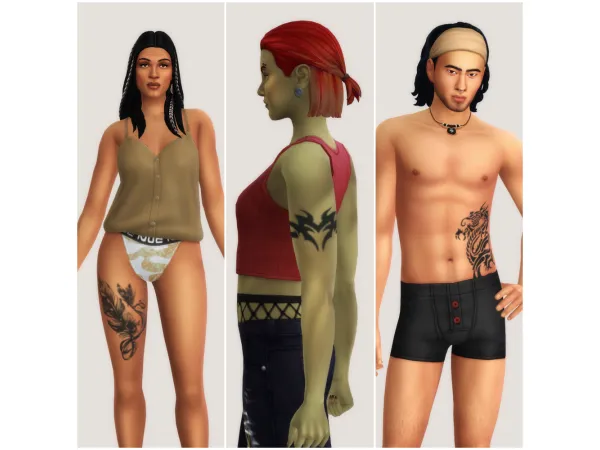 Mix Feather Armband and Dragon Tattoos - The Sims 4 Custom Content
