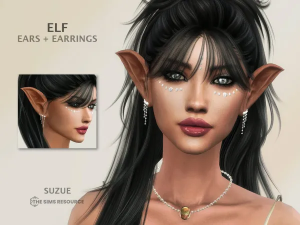 Alpha Elf Ears and Earrings - The Sims 4 Custom Content