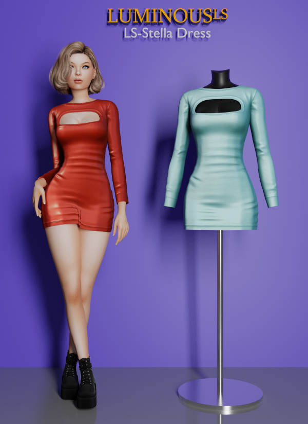 Alpha LS Stella Dress by simsfinds - The Sims 4 Custom Content
