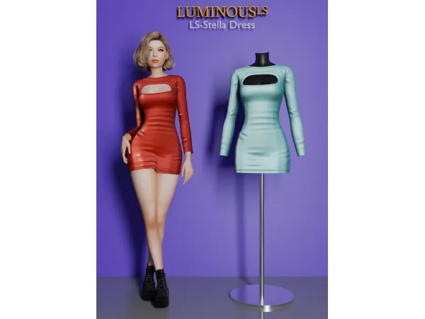 Alpha LS Stella Dress by LuminousLs - The Sims 4 Custom Content