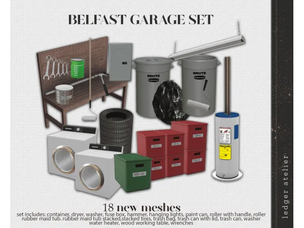 Alpha Belfast Garage Set With Bonus Items (Atelier Tier) - The Sims 4 Custom Content